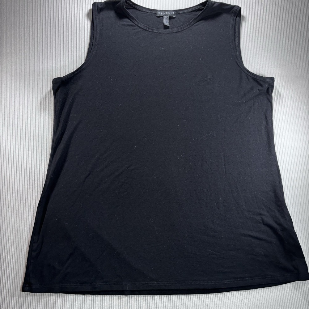 Eileen Fisher Women  Black Sleeveless Tank Top Size Large, Witchy, Minimalist